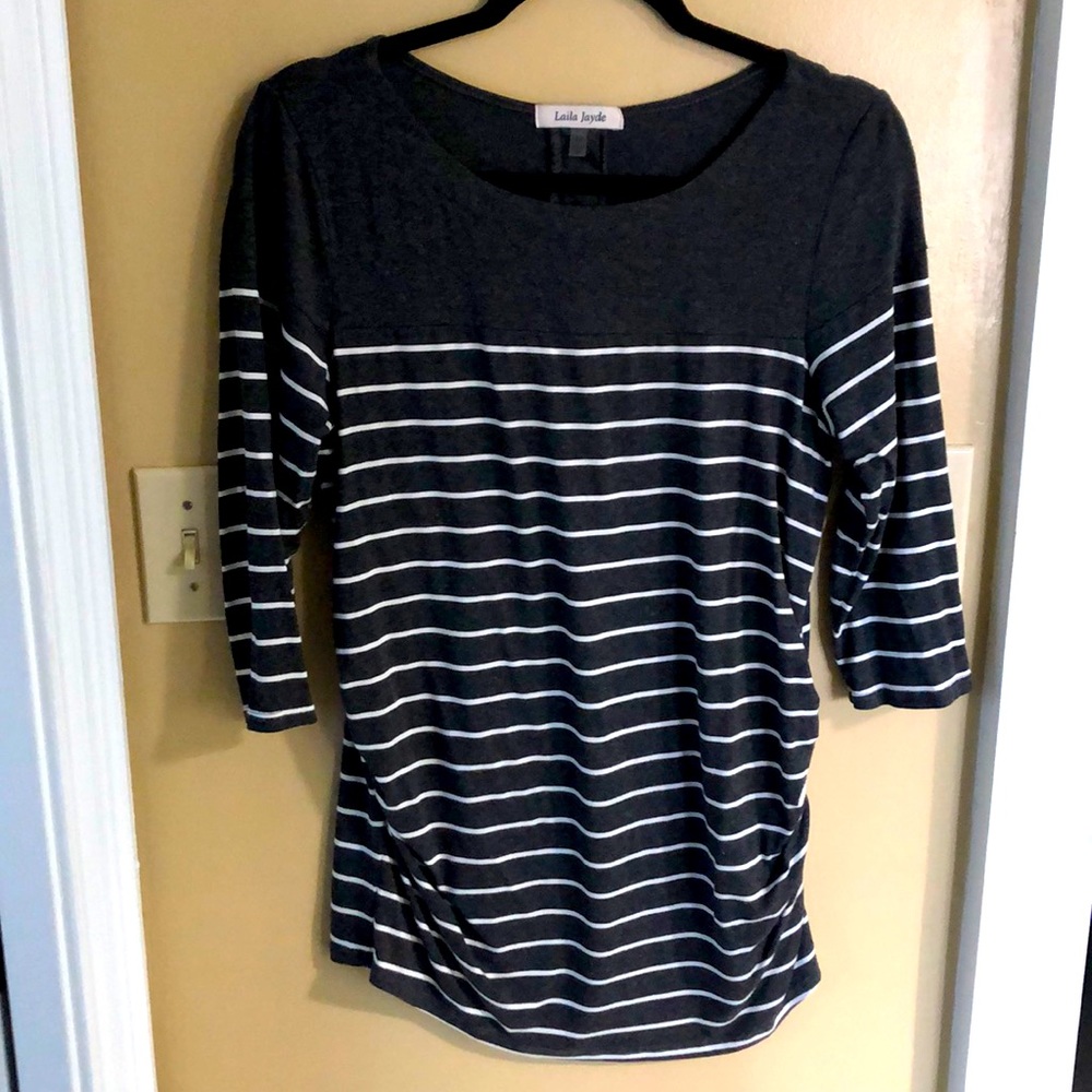 Grey Stripe Maternity Shirt